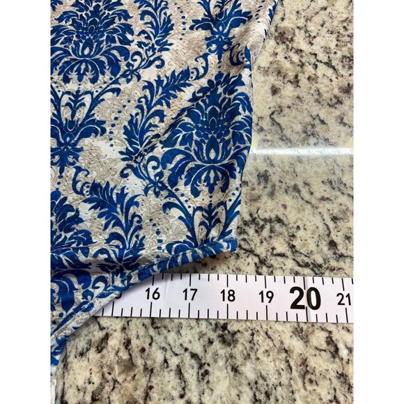 Xieerduo Womens Strappy Tank Top L Blue White Damask Print Cottagecore - Picture 6 of 8